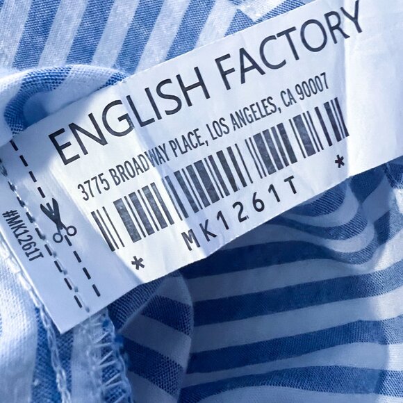 NEW English Factory Blue & White Striped Peplum Blouse with Drawstring Tie Waist - Picture 9 of 9